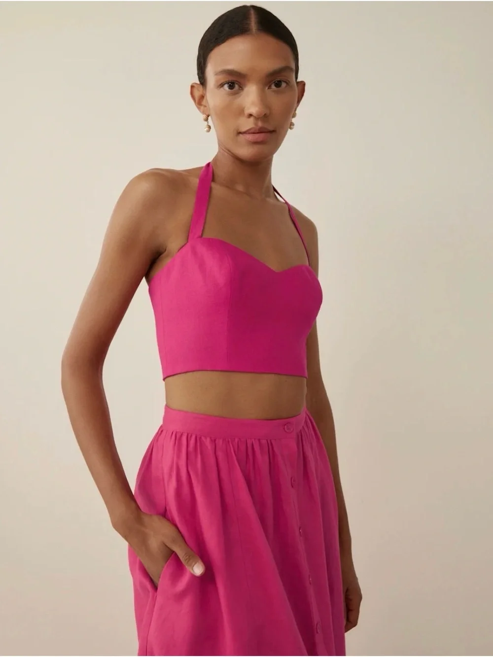 Reformation Orzo Linen Two-Piece Midi Skirt Set